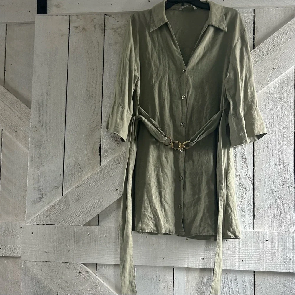Zara Sage Green Casual Dress - Picture 6 of 8